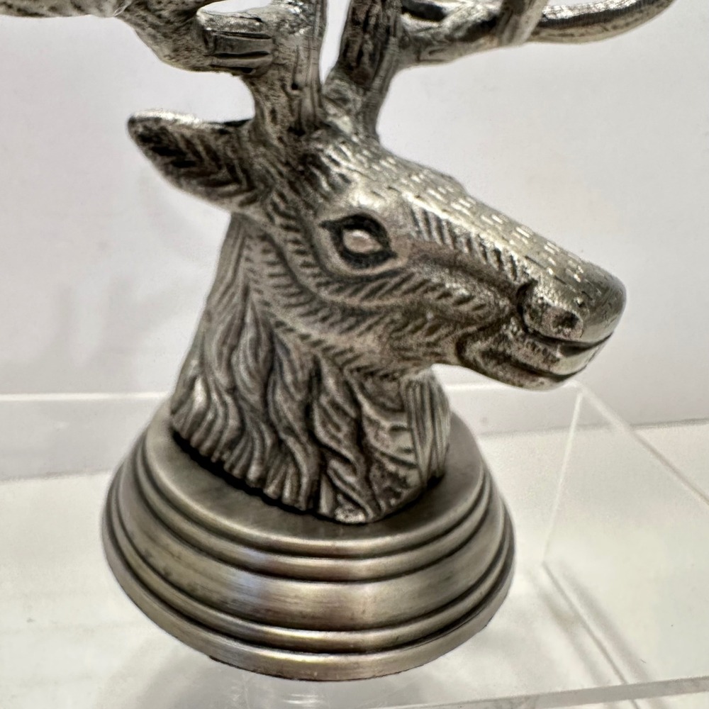 Pottery Barn Silver Pewter Metal Stag Deer Head Antler Figure Rustic Lodge Decor - Picture 5 of 9